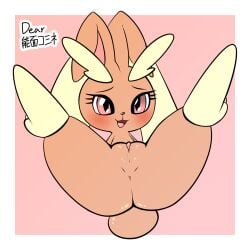 anthro anus ass blush brown_body brown_eyes female generation_4_pokemon genitals hi_res lemonspark_nwt looking_at_viewer lopunny nintendo open_mouth plump_labia pokemon pokemon_(species) pussy solo spread_legs spreading thick_thighs yellow_body