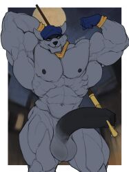 alpha_male anthro anthro_only big_balls big_penis canine cocky cocky_smile daddy furry heavy_balls huge_cock male male_only manly muscles muscular muscular_arms muscular_legs muscular_male muscular_thighs oldshep piercing sly_cooper sly_cooper_(series) wolf