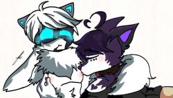 1girls 1male cat_ears cat_tail catboy comission fur furry ibasi l.u.a male mika(l.u.a) nipple_sucking nipples purple_fur roblox roblox_avatar robloxian self_upload speakat tagme white_fur white_hair