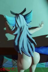 3d animated blender blender_cycles blue_eyes fox_ears fox_girl fox_tail io_(paladins) mp4 night paladins silver_hair sound tagme video