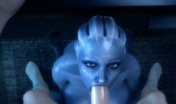 1boy 1girls 3d alien alien_girl asari athletic_female big_penis blowjob blue_body dark-skinned_female dark_skin fellatio female female_protagonist human human_penetrating interspecies interspecies_sex liara_t'soni light-skinned_male male mass_effect noname55 partial_male tagme thick_penis