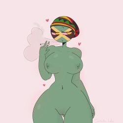 1girls breasts countryhumans countryhumans_girl female female_only jamaica_(countryhumans) pussy solo thick_thighs xx.canada.xx