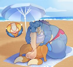 1_horn 2024 2_tails 3_toes 5_fingers 69_position anthro anthro_on_anthro anthro_penetrated anthro_penetrating anthro_penetrating_anthro anthrofied armband artist_name ass balls beach beach_towel belly big_balls big_belly big_breasts big_butt big_dom_small_sub big_penis black_markings blue_body blue_skin blush blush_lines bodily_fluids breasts buizel bulge canid canine clothed clothing cloud colored cutaway detailed_background digital_drawing_(artwork) digital_media_(artwork) dominant dozighost duo english_text erection eyeshadow feet fingers fur generation_1_pokemon generation_4_pokemon genitals glistening glistening_balls glistening_body glistening_butt glistening_genitalia glistening_moobs glistening_penis glistening_thighs grey_shell hand_on_leg hand_on_penis head_tuft heart_symbol hi_res holding_object horn huge_butt huge_cock huge_thighs jewelry kneeling lapras larger_anthro larger_male lying makeup male male/male male_penetrated male_penetrating male_penetrating_male mammal markings moobs motion_lines multi_tail multicolored_body multicolored_fur navel necklace nintendo nude on_back on_top oral oral_penetration orange_body orange_fur overweight overweight_anthro overweight_male parasol penetration penile penile_penetration penis penis_in_mouth piercing pokemon pokemon_(species) pokemorph portrait question_mark saliva saliva_on_penis sand sex shaded shark_tooth_necklace shell shirt signature sitting sitting_on_another size_difference sky smaller_anthro smaller_male spots spotted_body standing surfboard swimming_trunks swimwear tail tan_balls tan_body tan_fur tan_penis tan_skin tank_top teeth text thick_thighs toes topwear towel tuft two_tone_body two_tone_tail undersized_clothing underwear water wide_hips