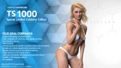 1girls 3d android bikini blonde_hair celebrity detroit:_become_human female otacon212 robot robot_girl robot_humanoid sex_doll small_breasts solo taylor_swift