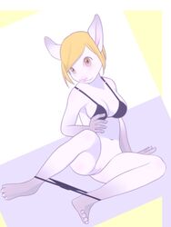 anthro bottomless bra deymos female fur furry mouse pussy rodent skimpy solo underwear