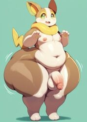 1boy ai_generated anthro balls belly belly_overhang big_hips canine canine chest chubby chubby_femboy chubby_male erect_penis erection fat fat_femboy feet femboy feminine_male furry hips hips_wider_than_shoulders huge_hips looking_at_viewer male male_boobs nintendo pecs penis plump pokemon short shortstack shortstack_femboy smile species teapot_(body_type) thick_thighs thighs toes tummy yamper