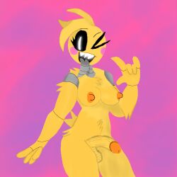 animatronic big_breasts big_penis five_nights_at_freddy's five_nights_at_freddy's_2 futa_only futanari futanari_connoisseur_(artist) pixel_art solo tongue_out toy_chica_(fnaf) winking_at_viewer