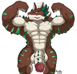 2014 abs anthro balls biceps big_muscles big_penis erection everquest flexing iksar lizard maldu male male_only muscles nude pecs penis reptile scalie solo standing unktehila video_games