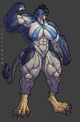 abs anthro bikini bikini_girl female female_focus female_only flexing flexing_bicep gryphon muscle muscle_girl muscles muscular muscular_anthro muscular_arms muscular_legs muscular_thighs nipple_outline semilart