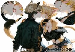 2d 2girls ai_generated blush breasts cum cum_in_mouth cum_string cum_swap french_kiss furry furry_ears furry_female furry_only furry_tail gloves green_eyes icosilveraiart jacket kissing multicolored_hair romantic self_upload short_hair tagme text tomboy tongue tongue_out yuri