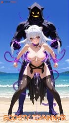 ai_generated animal_ears arm_grab ass_grab big_breasts breast_grab cum_in_pussy cum_inside cum_on_breasts dog_days hair_grab hand_grab leonmitchelli_galette_des_rois magic magic_hands monster_boy nnnyr running_makeup runny_makeup smile smiling standing standing_sex stockings tentacle tentacle_monster tentacle_rape tentacle_sex white_hair yellow_eyes