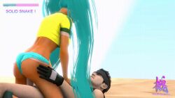 3d animated brazilian_miku hatsune_miku light-skinned_male light_skin metal_gear_solid solid_snake vocaloid