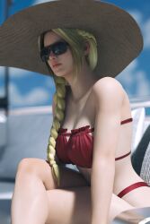 3d big_breasts bikini blonde_female blonde_hair busty crossed_legs dead_or_alive hat helena_douglas legs_crossed mature_female mommy rantdox sitting sunglasses thick_thighs tinted_eyewear white_skin