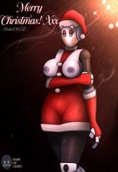 2024 2d 2d_(artwork) 2d_artwork animatronic animatronic_female areola areolae artist_logo artist_name beanontoast black_body c.u.t.e christmas_outfit female five_nights_at_freddy's five_nights_at_freddy's:_security_breach grey_skin nipples original_character red_cheeks robot robot_girl robot_joints solo staff_bot_(security_breach) thick_ass thick_thighs