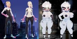 3d blender blender_(software) blonde_hair cally3d ejejhajsheusususu female female_only five_nights_at_freddy's five_nights_at_freddy's_2 fnaf fortnite gwen_stacy human malakisuglypotato_(artlist) marie_(cally3d) marionette_(fnaf) marvel marvel_comics puppet_(fnaf) spider-gwen spider-man_(series) spiderverse superhero transformation