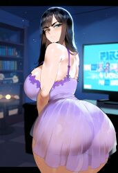 ai_generated ass ass_focus back_view big_ass big_breasts big_butt big_thighs dijiai female female_only focus from_behind from_behind_position hourglass_figure looking_at_viewer looking_back nico_robin night nightgown nsfw one_piece round_ass round_butt thick thick_ass thick_butt thick_legs thick_thighs thighs wide_hips