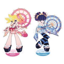 2girls blonde-haired_female blonde_female blonde_hair blue_hair breasts clothed clothed_female female female_focus female_only flower_in_hair geisha kimono light-skinned_female light_skin looking_at_viewer new_panty_&_stocking_with_garterbelt official_art painted_toenails panty_&_stocking_with_garterbelt panty_anarchy paper_umbrella ponytail purple_hair sisters smoke_pipe smoking_pipe stocking_anarchy stockings studio_trigger taped_breasts tied_hair umbrella white_background