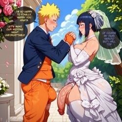 ai_generated ass balls big_ass big_breasts big_butt blonde_hair blue_eyes blue_hair blush bottom_heavy bottomless breasts bridal_gauntlets bride bulge curvy dress dumptruck_ass duo english_text exposed_penis futa_is_bigger futa_on_male futanari half-erect happy holding_hands huge_ass huge_balls huge_butt huge_cock huge_thighs hyuuga_hinata male male/futa marriage married_couple massive_penis mostly_clothed musk musky_cock naruto penis penis_size_difference precum shy slim_waist smile speech_bubble text thick_penis thick_thighs thighhighs thin_waist uzumaki_naruto veiny_penis viralcat