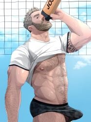 abs balls bara biceps bulge clothing jojiart male male_nipples male_only manly muscular_male nipples pecs penis penis_outline underwear