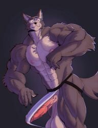 abs anthro balls bamiroon beastars big_balls big_muscles big_penis canid canine canis clothed clothing erection erection_under_clothing exposed genitals hi_res huge_balls huge_cock huge_muscles humanoid_genitalia humanoid_penis hyper hyper_genitalia hyper_penis ineffective_clothing jockstrap jockstrap_only legoshi_(beastars) male mammal mostly_nude muscular muscular_male nipples pecs penis saggy_balls solo tenting topless underwear underwear_only vein veiny_penis wolf