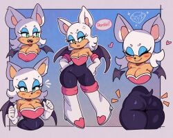 1girls annoyed anthro ass bat bat_wings blush breasts chiropteran cleavage cross-popping_vein english_text female green_eyes mobian_(species) multiple_poses rouge_the_bat smile sonic_(series) text tiaramisstsu voluptuous_female white_hair wings