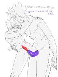 :o) big_cock blush gamzee_makara gay gay_sex grabbing_waist gray_text hands_on_shoulders karkat_vantas non-human non-human_only purple_text skinny sweating text unusual_penis