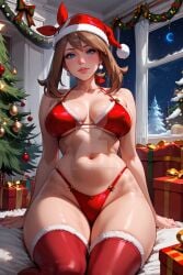 ai_generated big_breasts blue_hair brown_hair christmas may_(pokemon) naughtygirlsai new_year plump pokemon sidelocks