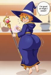 1boy 1boys 1femboy ai_generated anus anus_peek ass barefoot bulge bulge_through_clothing bulge_under_clothes david1231245 fat_ass feet femboy femboy_only foot_fetish gay happy magic magic_user magical male male_only orren_the_apprentice penis soles thick_thighs thighs visual_novel_style wizard wizard_hat wizard_robe