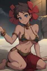 ai_generated beach bikini cosplay night phoebe_(pokemon) pokemon slave_leia_(cosplay) star_wars