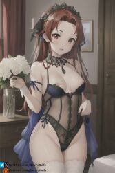 ai_generated female long_hair looking_at_viewer neuronude red_eyes red_hair small_breasts solo sword_art_online tiese_shtolienen