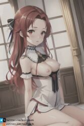 1girls ai_generated female looking_at_viewer neuronude red_eyes red_hair seductive small_breasts solo sword_art_online tiese_shtolienen