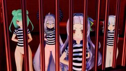 3d digital_media_(artwork) female gawr_gura hololive hololive_english hololive_fantasy hololive_gen_2 hololive_japan hololive_myth hololivekk holox image la+_darknesss multiple_girls murasaki_shion prison prison_clothes prison_uniform tagme uruha_rushia virtual_youtuber