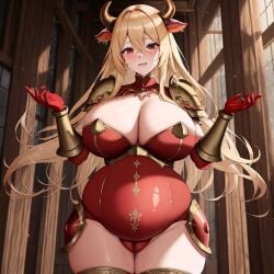 1girls ai_generated armor big_belly bimbo blonde_hair chaos_(warhammer) chubby cow_ears cow_horns cult cultist horns hucow khorne pregnant pregnant_belly red_clothes red_clothing rule_63 unstable_diffusion warhammer_(franchise) warhammer_fantasy