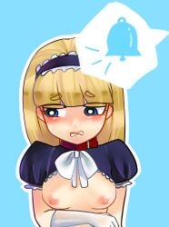 bell blush collar embarrassed exposed_breasts female gravity_falls maid maid_headdress maid_uniform nervous pacifica_northwest small_breasts triangle_(artist)