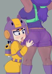 bea_(brawl_stars) big_ass big_breasts big_butt brawl_stars cosblueart expressionless rosa_(brawl_stars) spanking_ass tagme thong_bikini