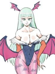 akairiot breasts clothing darkstalkers drawn female female_only looking_at_viewer medium_breasts morrigan_aensland solo