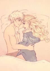 1boy 1girls arms_around_neck ass blonde_female blonde_hair closed_eyes cowgirl_position crossover disney disney_princess dreamworks elsa elsa_(frozen) female_on_top frost frozen_(film) hand_in_hair hand_on_thigh hugging ice jack_frost jack_frost_(rise_of_the_guardians) jelsa kissing making_out moon moonlight nude nude_female nude_male on_lap outdoors outside paramount_pictures passionate passionate_kiss rise_of_the_guardians romantic silver_hair white_hair