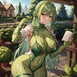 ai_generated chaos_(warhammer) cult cultist flower flower_in_hair flowers garden green_clothes green_clothing green_eyes green_hair green_skin nurgle plant plants skimpy skimpy_clothes unstable_diffusion vegetation warhammer_(franchise) warhammer_fantasy