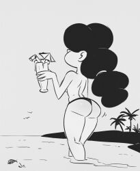 1girls 2018 angie_diaz ass ass_jiggle back back_view beverage big_ass bikini bikini_bottom black_and_white bottom_heavy bottomwear breasts calves clothed clothed_female clothes clothing disney disney_channel female from_behind greyscale hagfish hair holding_beverage human in_water jiggle jiggling_ass large_ass long_hair looking_away mature_female medium_breasts milf monochrome motion_lines ocean partially_clothed rear_view sideboob signature solo standing standing_in_water star_vs_the_forces_of_evil thick_thighs thighs topless walking wide_hips