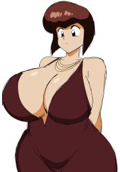 2023 big_breasts big_hips breasts brown_hair brunette_hair cleavage dress hips huge_breasts huge_hips large_breasts large_hips massive_breasts momiji_(artist) nabiki_tendo ranma_1/2 short_hair wide_hips