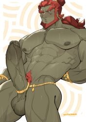 1boy 1male 2023 abs accessory athletic athletic_male balls bara barazoku beard big_balls big_muscles big_nipples big_pecs big_penis blush boner daddy dark-skinned_male dark_skin dilf ear_piercing earrings erection ganondorf ganondorf_(tears_of_the_kingdom) gay gerudo hair huge_balls huge_cock human kaito_draws male_only muscular muscular_human muscular_male navel nipples nude pecs penis pubes red_hair signature solo tears_of_the_kingdom the_legend_of_zelda yaoi