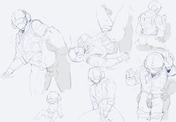 anal bottomless crying gay helmet jager_(rainbow_six) leg_up lifting_leg likelicuimi male male_only masturbation rainbow_six rainbow_six_siege riding_penis sketch standing standing_sex sweat uncolored