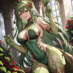 ai_generated chaos_(warhammer) cult cultist flower flower_in_hair flowers garden green_clothes green_clothing green_eyes green_hair green_skin nurgle plant plants skimpy skimpy_clothes unstable_diffusion vegetation warhammer_(franchise) warhammer_fantasy