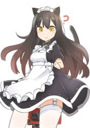 black_ears black_hair daebom maid_dress panther_a yellow_eyes