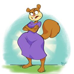 clothed dress female female_only furry furry_only nickelodeon persian_clothing rayjay sandy_cheeks spongebob_squarepants squirrel tagme thick_thighs wide_hips