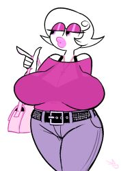 1girls big_breasts big_hips big_lips bimbo breasts clothed clothed_female clothing female hips homestuck huge_breasts pink_eyeshadow rancidducky roxy_lalonde see_through_clothing solo solo_female tagme