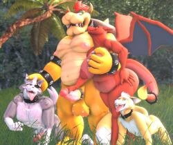 1girls 3boys anthro balls ballsack barbed_humanoid_penis beige_countershading beige_fur big_breasts body_fur boob_grab bowser charizard cock_ring_(decorative) collar dangling_testicles dick dick_grab erection female fire forest fox_mccloud green_head grey_fur horns hybrid_penis hypnosis leash low_hanging_balls male mario_(series) mind_break mindbreak nintendo nipples nude penis pokemon pokemon_(species) red_hair red_skin scrotum star_fox testicles tiggyafterdark tigura veiny_penis white_countershading wings wolf_o'donnell yellow_skin zard_mom