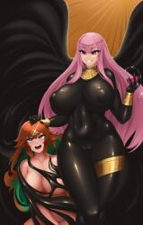 anubis egyptian_mythology female goo_transformation hololive hololive_english hololive_myth large_ass large_breasts mori_calliope nipples pussy rikatsuky smile takamori_(hololive) takanashi_kiara thick_thighs transformation virtual_youtuber wide_hips