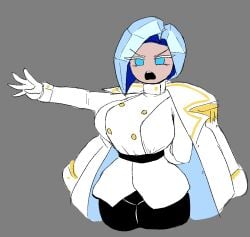 big_breasts big_hips big_thighs blue_eyes blue_hair captain_ice_cookie cookie_run cookie_run_kingdom cookie_run_ovenbreak dracoarcto ice wide_hips wide_thighs