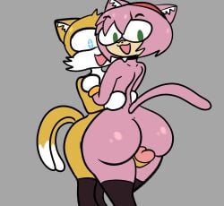 1boy 1boy1girl amy_rose ass ass_focus big_ass cat_tail dezmine21 dick feline female femboy femboy_on_female melty_blood miles_prower neco_spirit sega sonic_(series) sonic_the_hedgehog_(series) tail tails tails_the_fox thick_thighs thigh_sex tsukihime